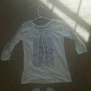 White and blue Aztec half sleeve shirt